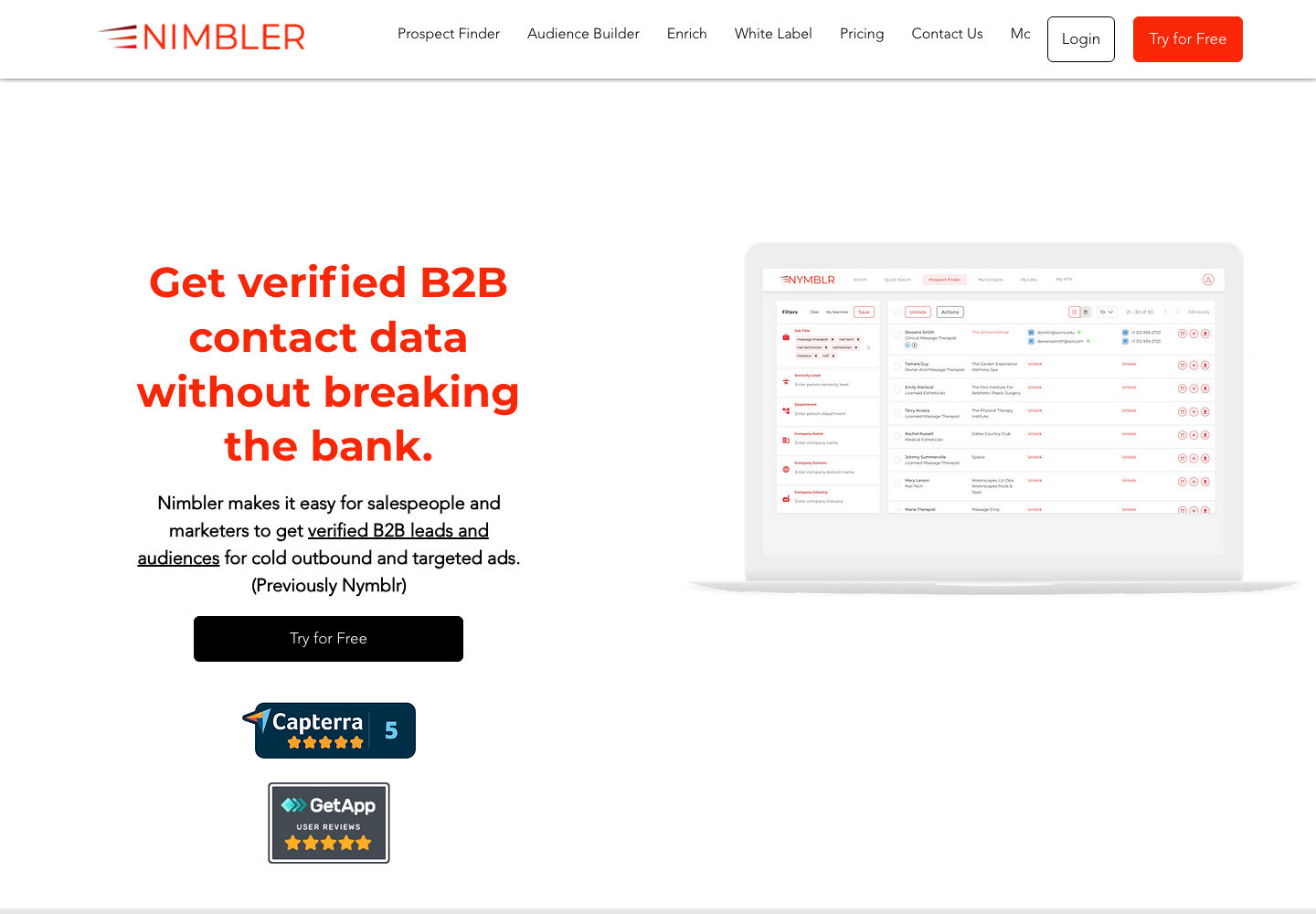 Screenshot of the Nimbler homepage, December 2023: the same layout as Nymblr, with the line '(Previously Nymblr)'.